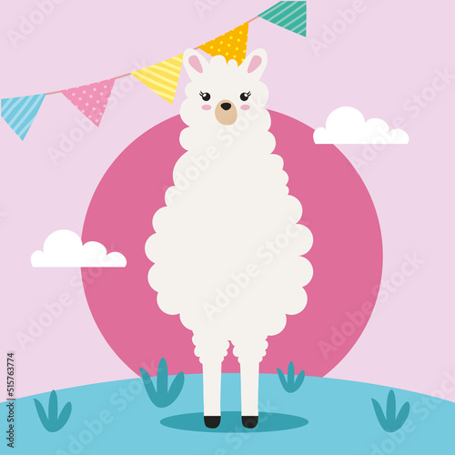 sweet llama with garlands