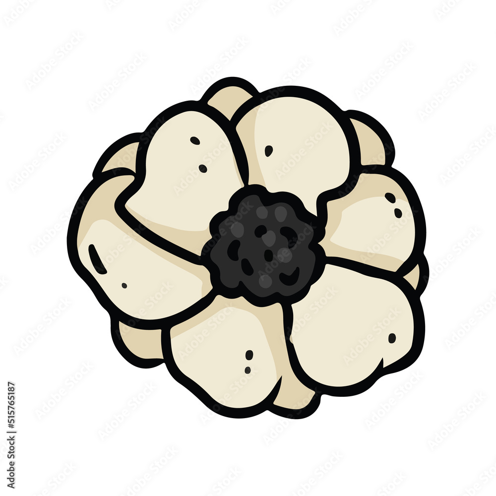 Anemone lineart vector icon. Spring flower doodle comic style image. Hand drawn isolated lineart image for prints, designs, cards. Web and mobile