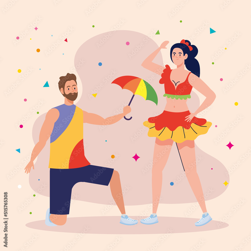 dancers couple with umbrella