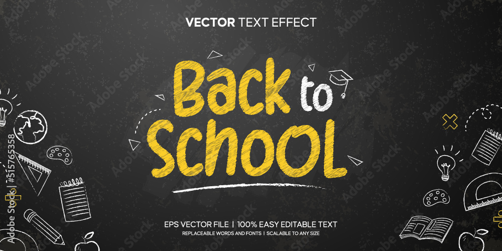 back to school chalk on blackboard background editable text effect