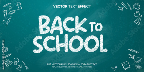 back to school chalk on board editable text effect photo