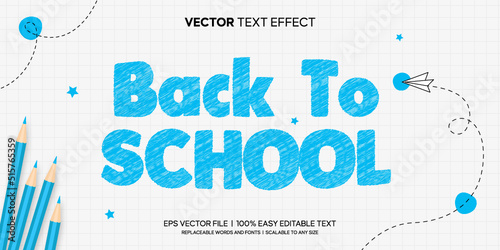 back to school pencil color drawing editable text effect
