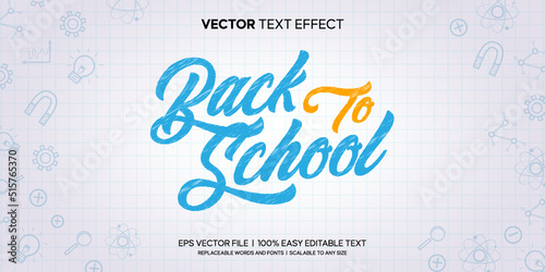 back to school with color pencil sketch editable text effect