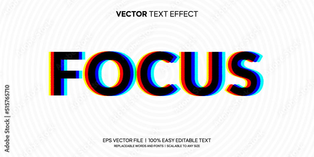 stay focus glitch editable text effect - obrazy, fototapety, plakaty 