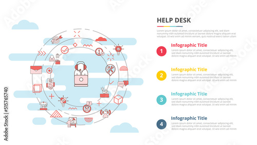 help desk concept for infographic template banner with four point list information