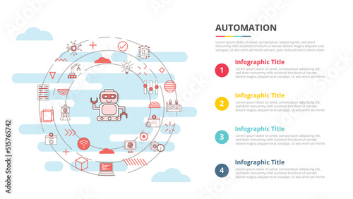 automation concept for infographic template banner with four point list information