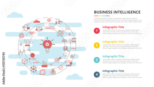 business intelligence concept for infographic template banner with four point list information