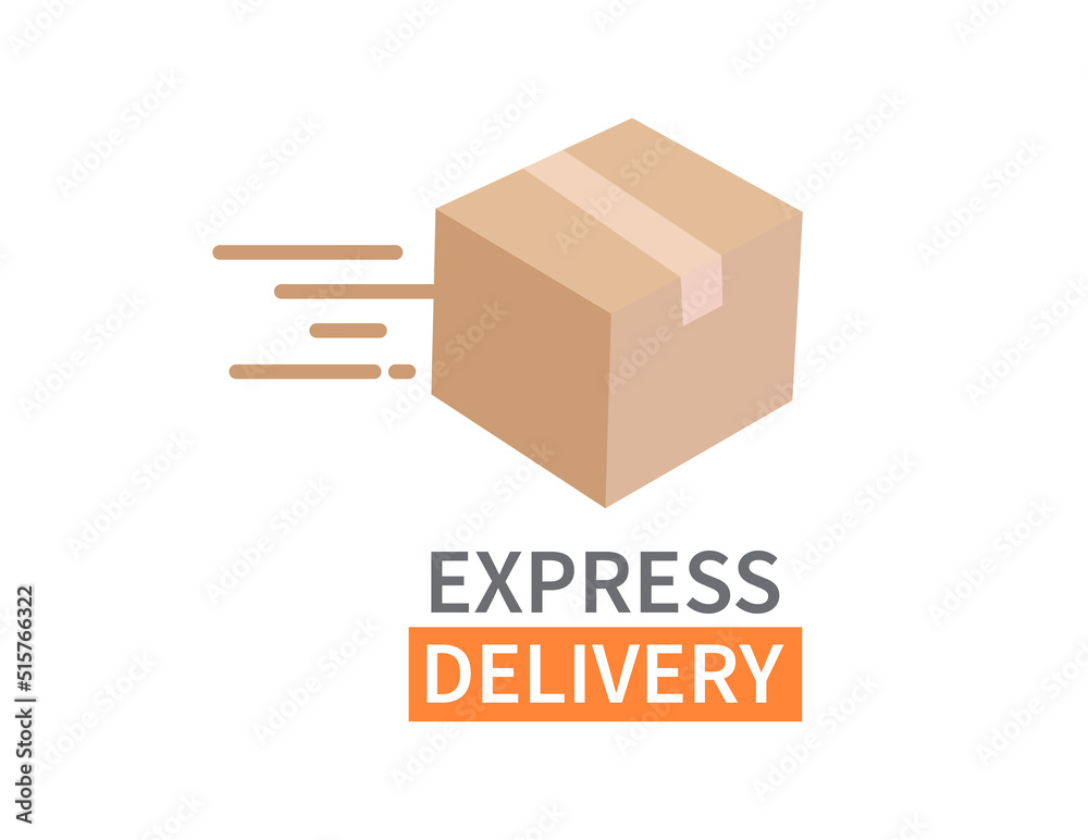 Express delivery with Carton packaging box. Fast delivery. Flat vector illustration. Express delivery with Carton packaging box. Fast delivery. Flat vector illustration.