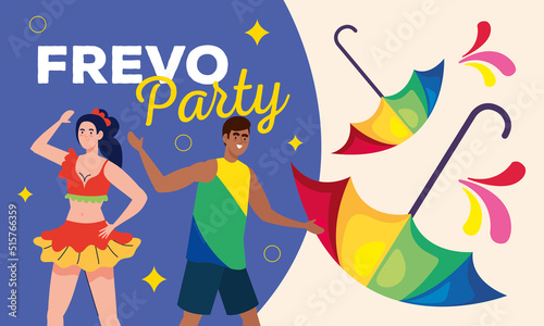 frevo party lettering with couple dancing photo