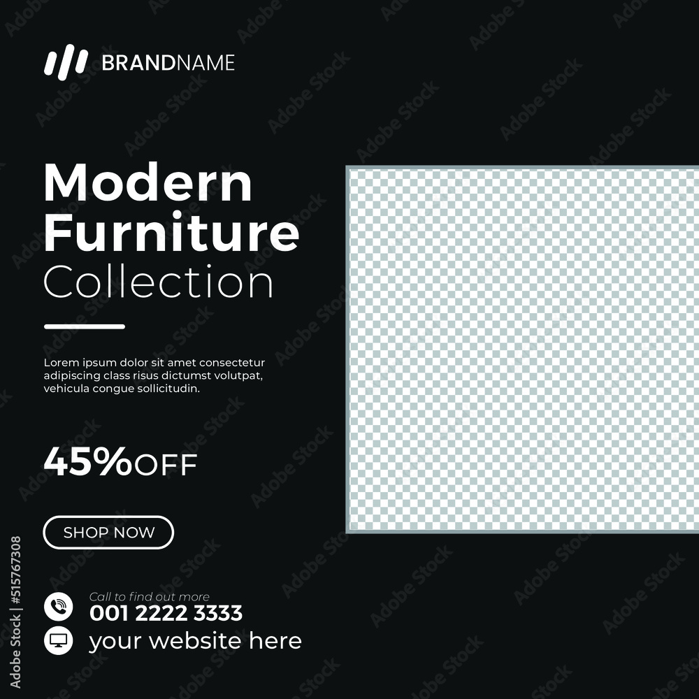 Fototapeta premium Modern furniture sales social media and Instagram post banner template 17