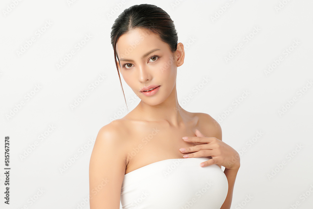 Beautiful young asian woman with clean fresh skin on white background, Face care, Facial treatment, Cosmetology, beauty and spa, Asian women portrait. Beautiful young asian woman with clean fresh skin on white background, Face care, Facial treatment, Cosmetology, beauty and spa, Asian women portrait.