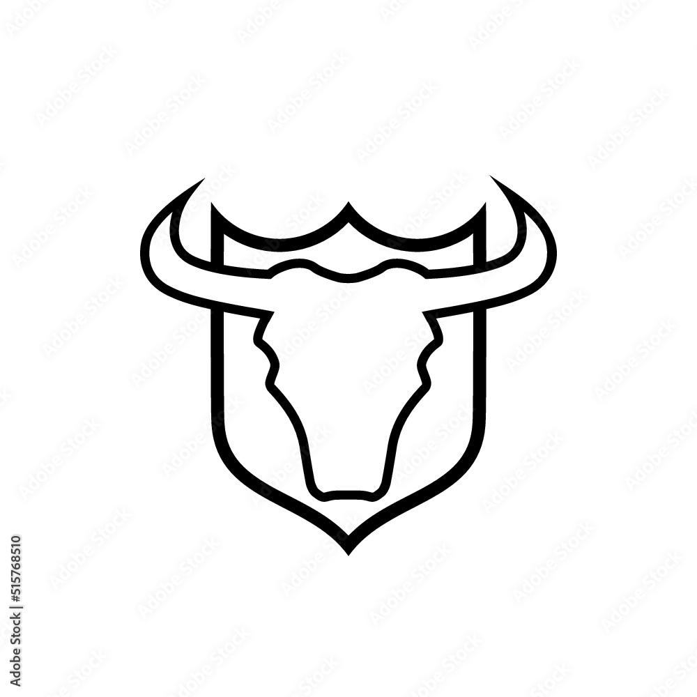 Shield Bull Logo Design Template isolated on white background Shield Bull Logo Design Template isolated on white background