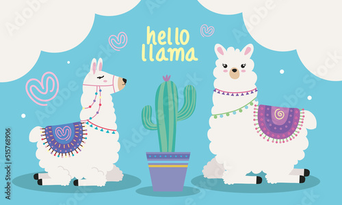 two llamas with cactu