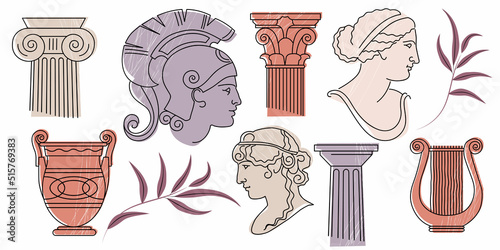 an antique set of elements of Greek sculpture and architecture