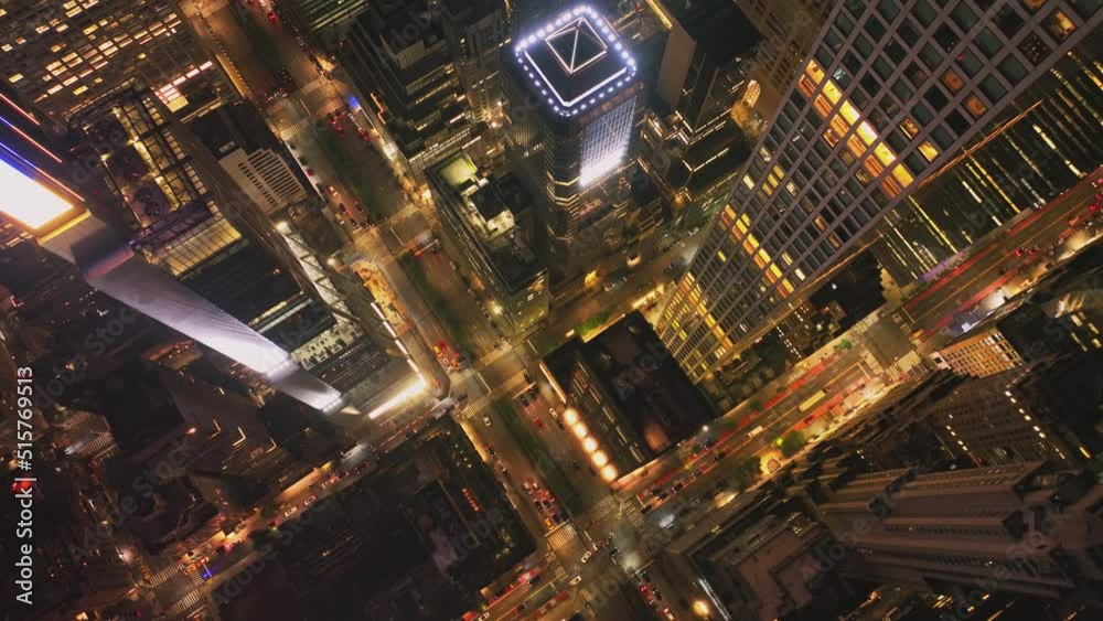 Busy streets in downtown at dusk. Manhattan, New York City, USA