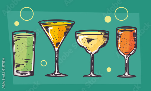 four drinks beverages icons