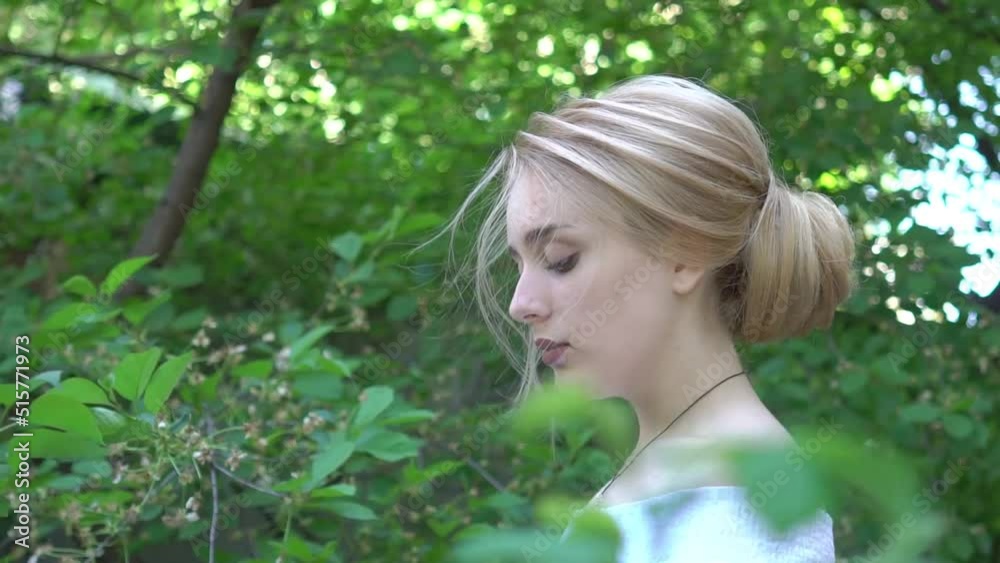 Young happy exited beautiful woman in garden. Bride. Young happy exited beautiful woman in garden. Bride.