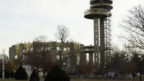 Flushing Meadows Park in Queens. Abandoned World fair pavilion