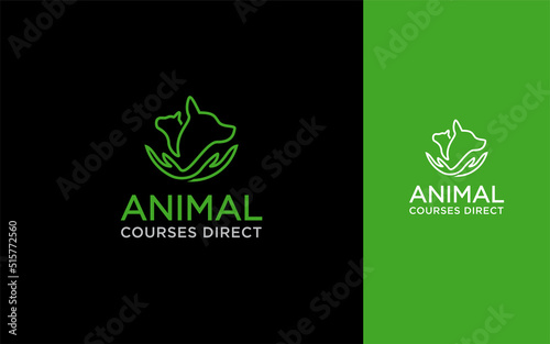 Cat and dog animal pet shop logo vector