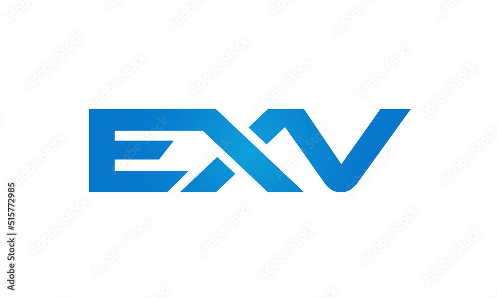 Connected EXV Letters logo Design Linked Chain logo Concept Connected EXV Letters logo Design Linked Chain logo Concept
