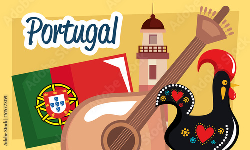 portugal lettering with lighthouse