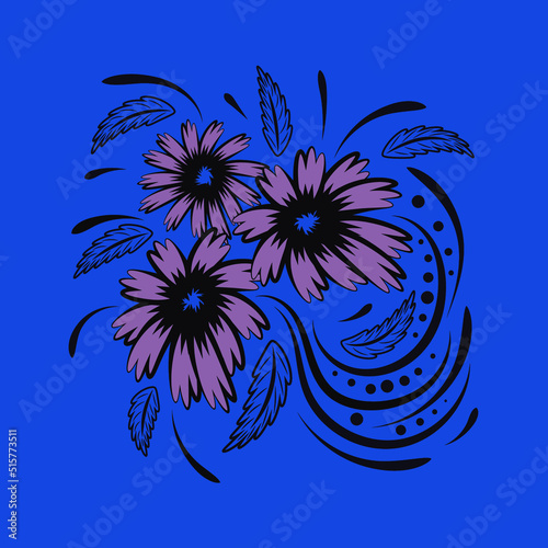 Folk flowers floral art print Flowers abstract art 