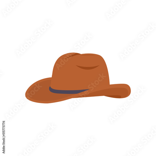 Cowboy Hat Flat Illustration. Clean Icon Design Element on Isolated White Background