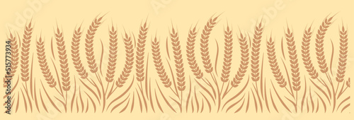 Ears of wheat horizontal border seamless pattern. Wheat pattern vector