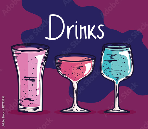 drinks lettering with three beverages