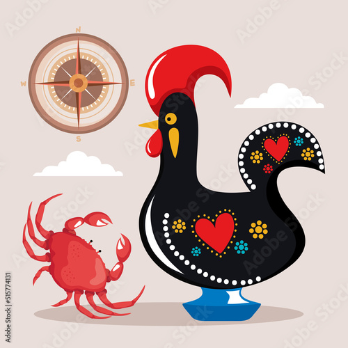 rooster portugal culture with crab