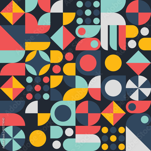 Geometric shapes seamless pattern abstract background with flat style