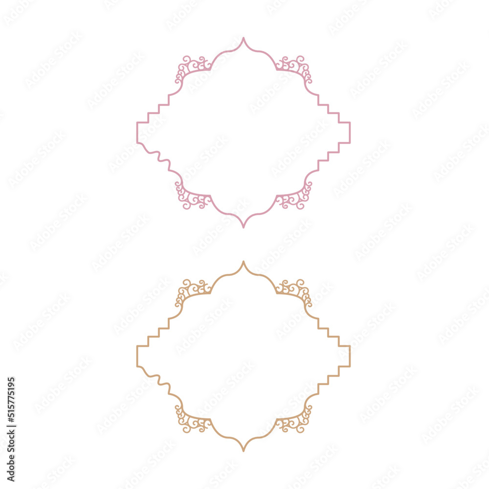 Creative colorful Vintage Wedding Symmetry Frames isolated on White