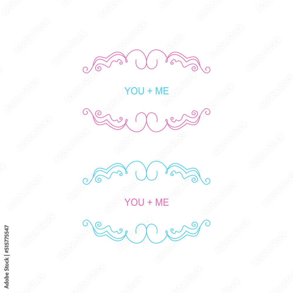 You + Me Design labels Isolated on White