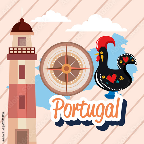 portugal lettering with rooster