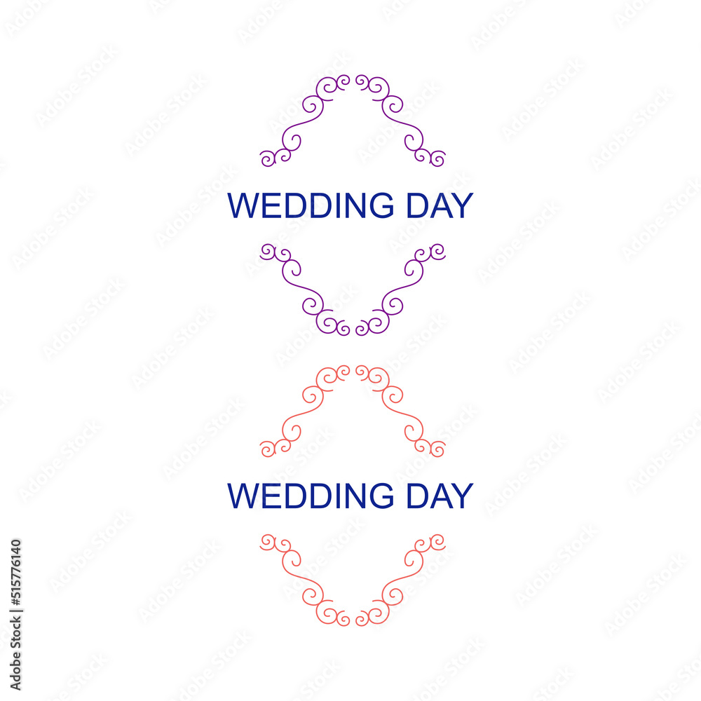 WEDDING DAY SIMPLE DESIGN ORNAMENTS SET ISOLATED ON WHITE WEDDING DAY SIMPLE DESIGN ORNAMENTS SET ISOLATED ON WHITE