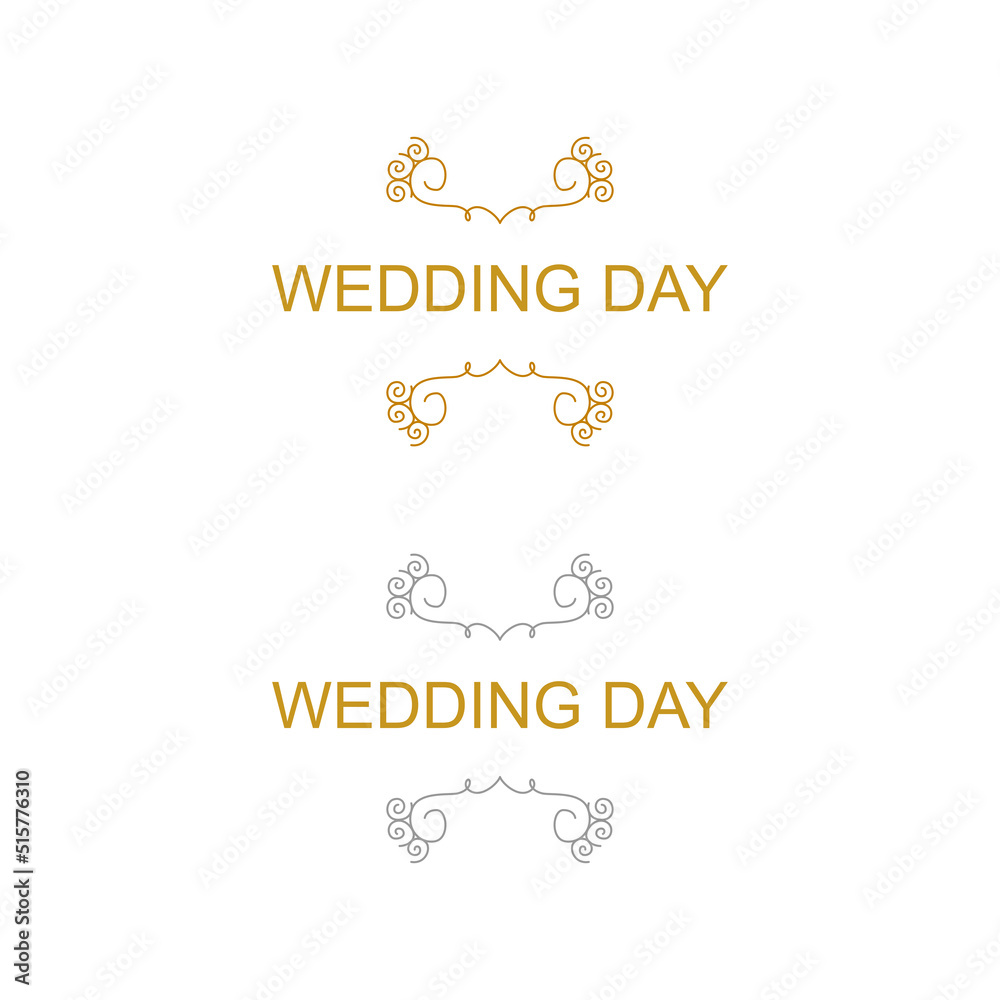 WEDDING DAY SIMPLE DESIGN ORNAMENTS ISOLATED ON WHITE