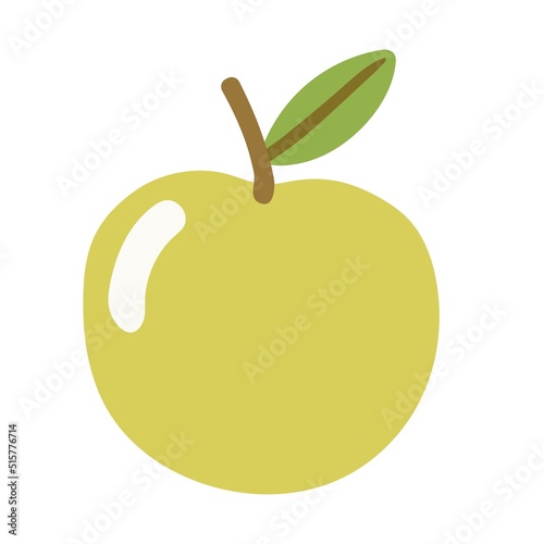 Juicy green apple in a simple flat style. Vector illustration, isolated on white.