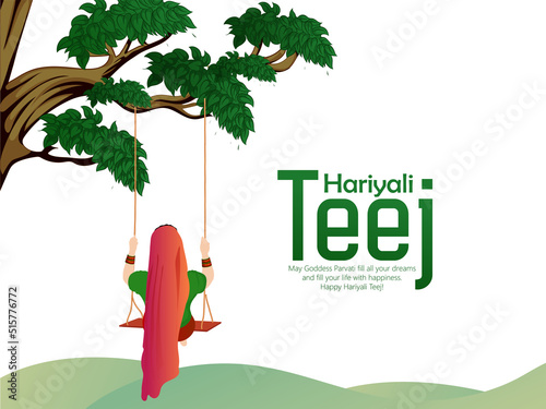 Hariyali Teej festival with woman swing, shiv ling celebration of india photo