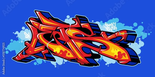 Red Abstract Urban Graffiti Street Art Word Lets Lettering Vector Illustration Template Element