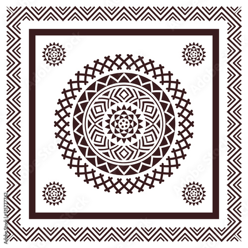 Tribal scarf bandana pattern. Polynesian Maori style design for woman hijab, boho carpet, bandana, neckwear, batik, rug, shawl, pillow case. square pattern design style
