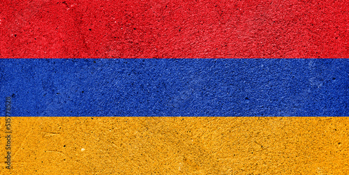 State flag of the Republic of Armenia on a plaster wall