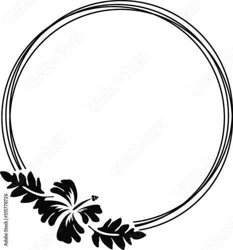 Tropical frame. Summer frame. monogram frame,tropical, hibiscus, hawaii