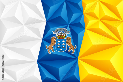 Abstract polygonal background in the form of colorful white, blue and yellow stripes of the Canarian flag. Polygonal flag of the Canary Islands. photo