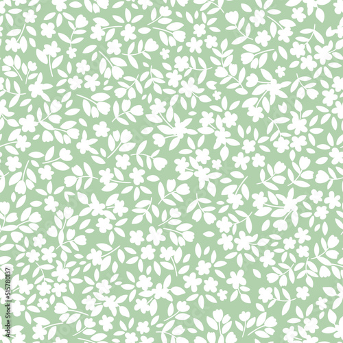 Vintage botanical surface pattern design. Cute floral background. Vector seamless pattern with ditsy flowers. Cottage core wallpaper