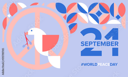 World peace day geometric poster, greeting card, background. Modern trendy vector