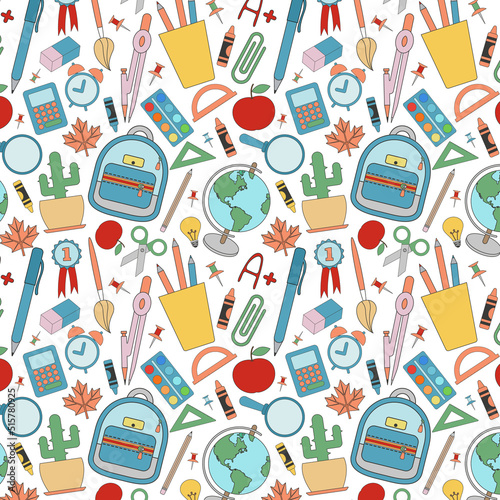 color school pattern on a transparent background 