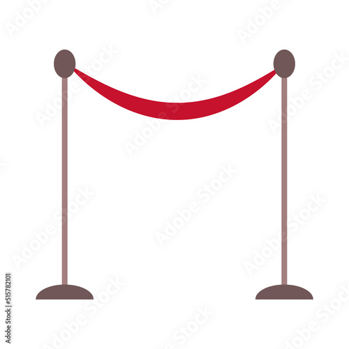 Museum exhibition stanchion semi flat color vector object. Full sized item on white. Crowd control. Belt barrier. Red fence. Simple cartoon style illustration for web graphic design and animation