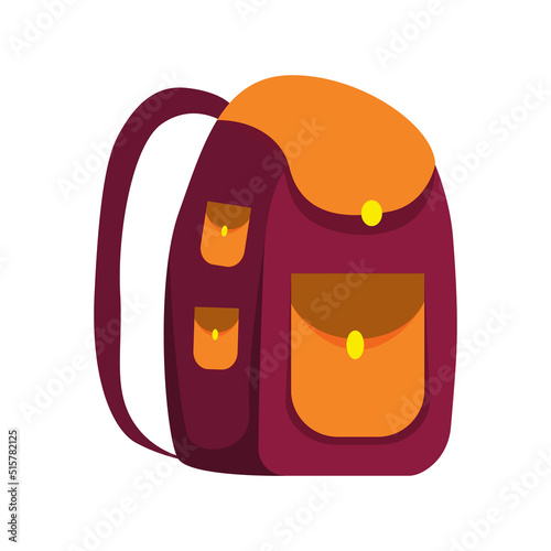 Backpack for traveling abroad semi flat color vector object. Full sized item on white. Carry-on luggage. Backpacking gear. Simple cartoon style illustration for web graphic design and animation