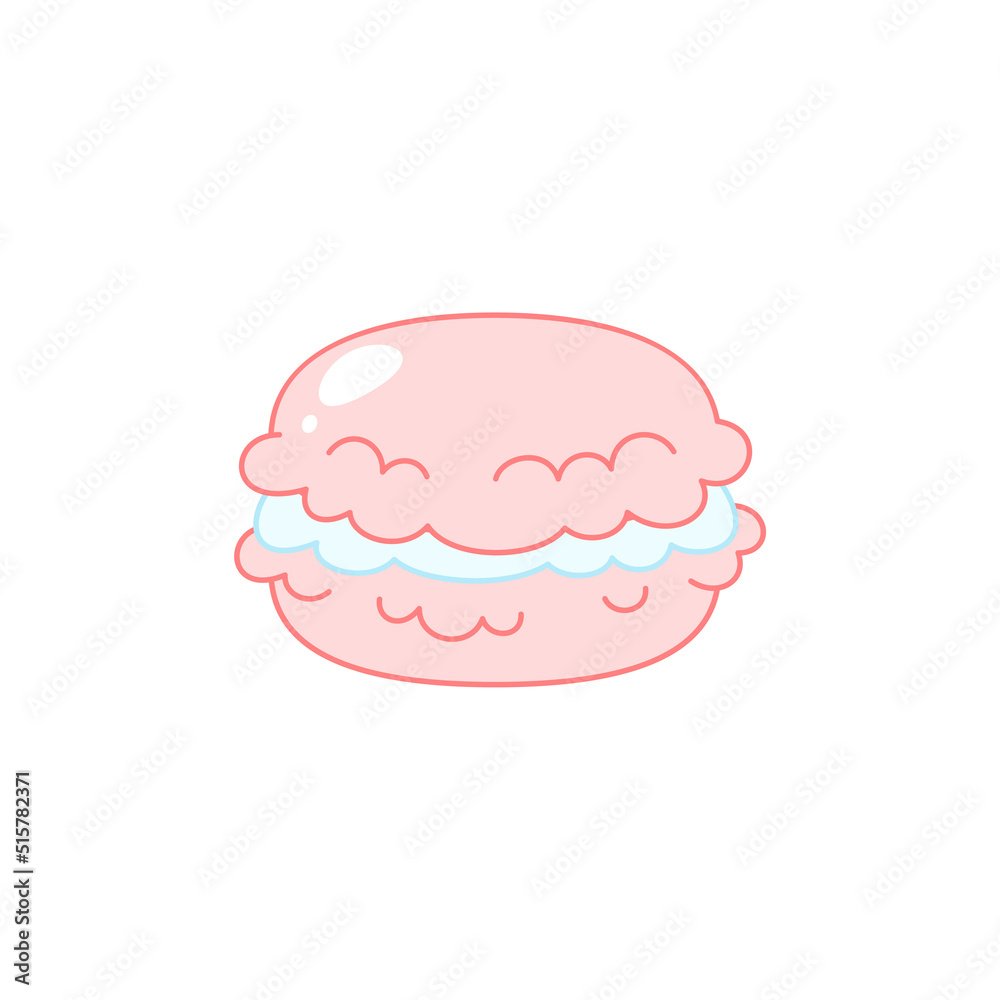Strawberry dessert. Flat cartoon illustration of a pink macaroon isolated on a white background. Vector 10 EPS. Strawberry dessert. Flat cartoon illustration of a pink macaroon isolated on a white background. Vector 10 EPS.
