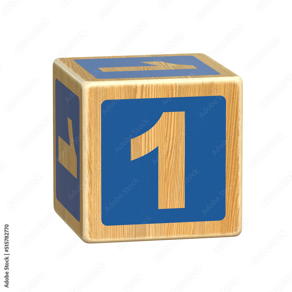Number 1, Wooden Blocks font for Toddlers, Wood Alphabet Blocks, ABC